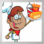 cartoon fast food waiter character posters