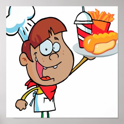 cartoon fast food waiter character posters by super_shop