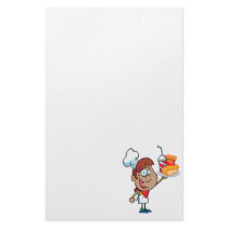 cartoon fast food waiter character personalized stationery
