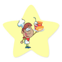 cartoon fast food waiter character stickers