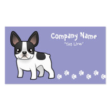 Cartoon French Bulldog Business Card Template