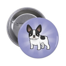 Cartoon French Bulldog Pinback Button