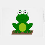 Cartoon frog on a log cards