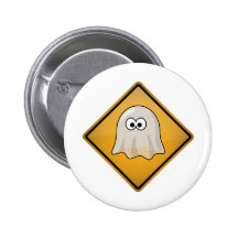 Cartoon Ghost Warning Sign Pin