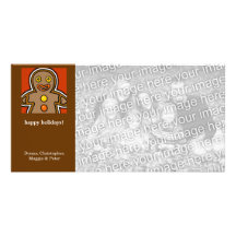 Cartoon gingerbread man holiday personalized photo card