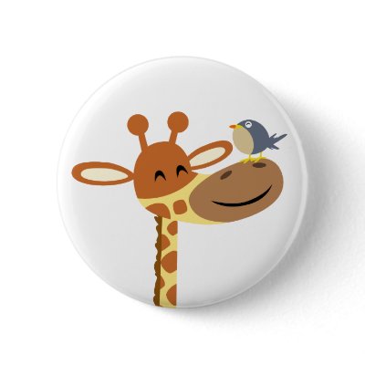 Cartoon Giraffe and Friend button badge by Lioness_Graphics
