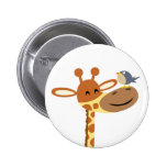 Cartoon Giraffe and Friend button badge