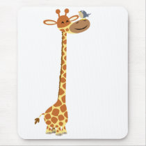 Cartoon Giraffe and Friend mousepad