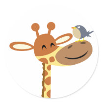 Cartoon Giraffe and Friend sticker
