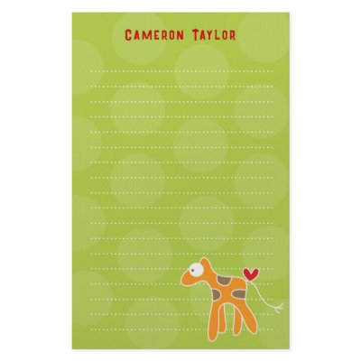 Cartoon Giraffe Kid Personal /Thank You Stationery by fatfatin_mini_me
