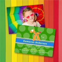 Cartoon Giraffe Kid Photo Profile / Name Card