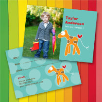 Cartoon Giraffe Kids Custom Photo Playdate Card