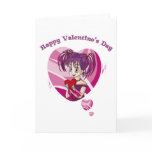 Cartoon Girl Valentine Greeting Card