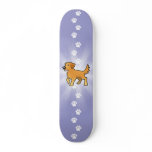 Cartoon Golden Retriever skateboards