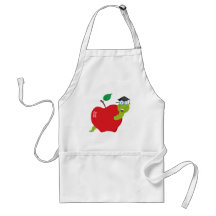 Cartoon Graduate Worm In Apple Apron