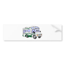 Cartoon Green Camper Truck Bumper Sticker