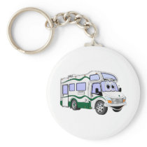 Cartoon Green Camper Truck Key Chain
