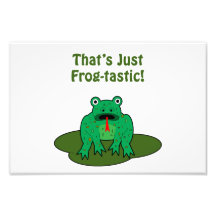 Cartoon green frog That's Just Frog-Tastic Photo Print
