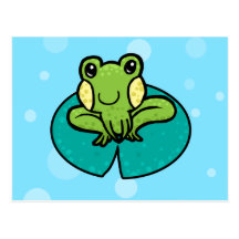 cartoon green speckled frog post cards