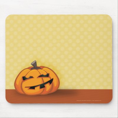 Cartoon Halloween Pumpkin Mousepad / Mouse Mat by LisaMarieDesign