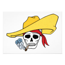 Cartoon Halloween Smoking Skull Hat Bandana Announcement
