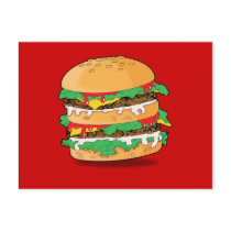 Cartoon Hamburger Postcard