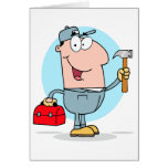 cartoon handyman construction worker character card