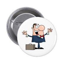 Cartoon Happy Businessman Pinback Buttons