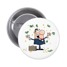 Cartoon Happy Businessman With Money Pin