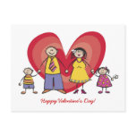 Cartoon Happy Family Valentine's Day Postcard