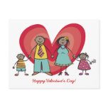 Cartoon Happy Family Valentine's Day Postcard