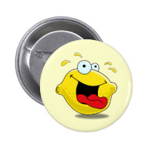 Cartoon Happy Lemon Button
