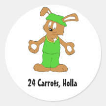 Cartoon Hip Hop Rabbit With Bing Bing Round Sticker