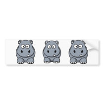 Cartoon Hippo Bumper Stickers