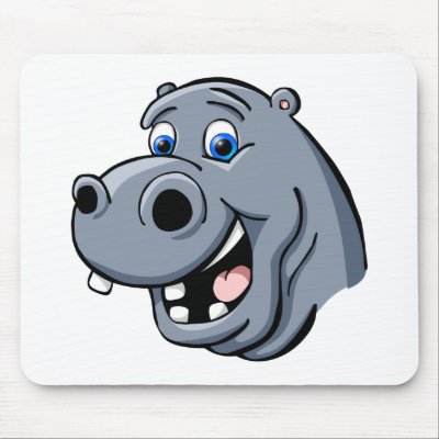 Cartoon Hippo Mouse Pads by RandomGames