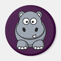 Cartoon Hippo Refrigerator Magnet