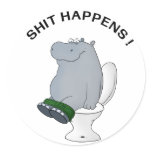 cartoon hippo round stickers