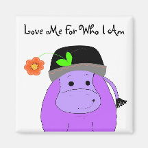 Cartoon Hippo with Saying Refrigerator Magnets