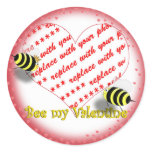 Cartoon Honey Bees "Bee My Valentine" Photo Frame Sticker