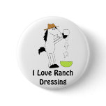 Cartoon Horse With Ranch Dressing Pinback Button