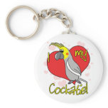 Cartoon I Love my Cockatiel Keychain
