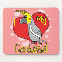 Cartoon I Love my Cockatiel Mouse Pad