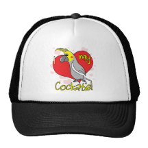 Cartoon I Love my Cockatiel Trucker Hats