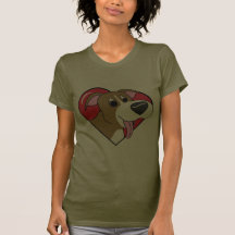 Cartoon I Love my Pit Bull Ladies T-Shirt
