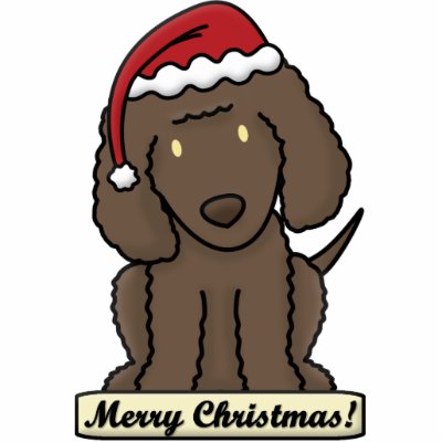Cartoon Irish Water Spaniel Christmas Ornament Photo Cut Out by MenagerieMayhem