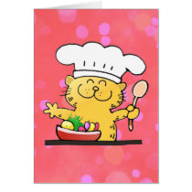 Cartoon Kitty Chef | Cute Kitty Chef Greeting Cards