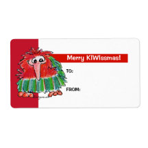 Cartoon Kiwi Bird 3 Cute Christmas Gift Tag Labels