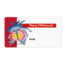 Cartoon Kiwi Bird 4 Christmas Gift Tag Labels