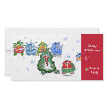 Cartoon Kiwi Merry Christmas Card Personalized Photo Card
