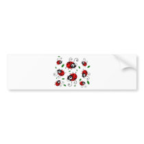 Cartoon ladybugs pattern bumper sticker